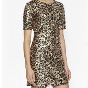 French Connection Sequin Leopard Animal Print Lux dress Sz US 8 UK 12